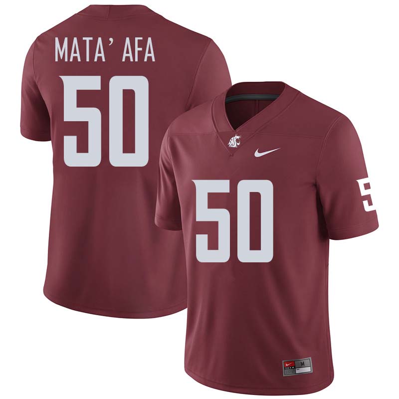 Men #50 Hercules Mata'afa Washington State Cougars College Football Jerseys Sale-Crimson